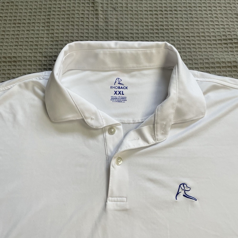 Rhoback Golf Polo Shirt XXL 2XL Mens Short Sleeve Solid White Performance